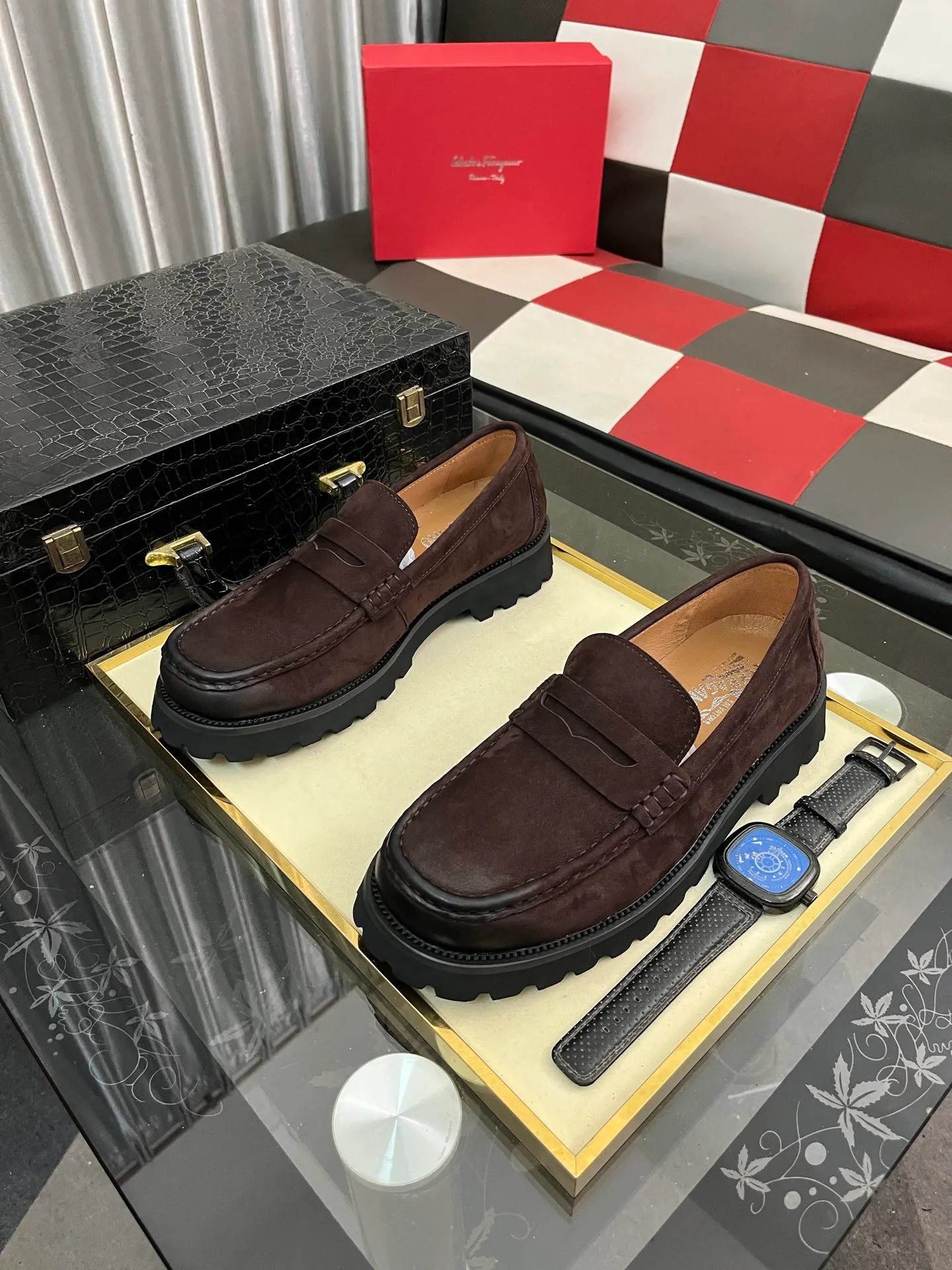 Men's shoes 💰500⌚️⌚️[Salvatore Ferragamo] Ferragamo business leather shoes, 1:1 top purchasing quality, imported selected original open-edge beaded calfskin for the uppers, imported original water-dyed cowhide for the inner feet, imported original customized Italian handmade lightweight foam outsole, size: 38-44 2️⃣colors available